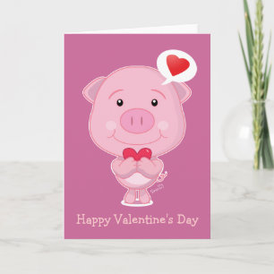 Valentine Pig Card Feiertagskarte