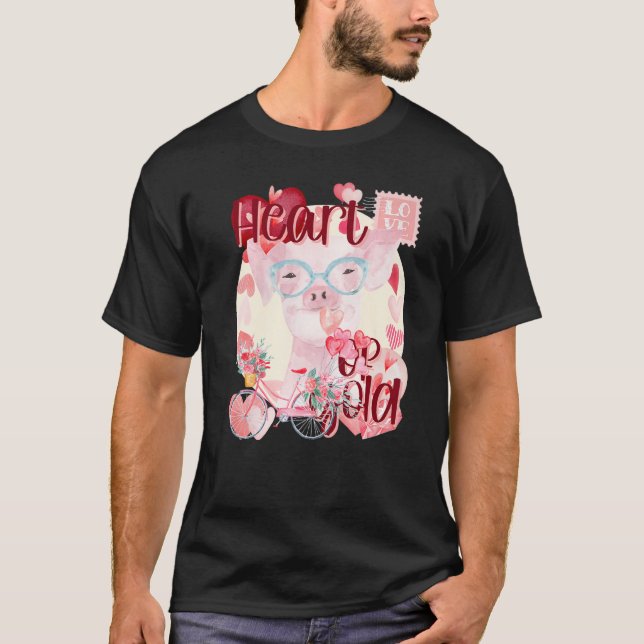 Valentine Pig Einfach Farben im Süden T-Shirt (Vorderseite)