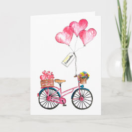 Valentine Pink Blue Bike Ballon Herzliche Liebe Feiertagskarte