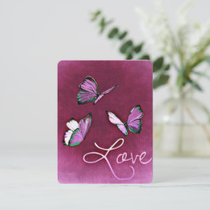 Valentine Pink Butterfliegen Flying Romantic Feiertagskarte