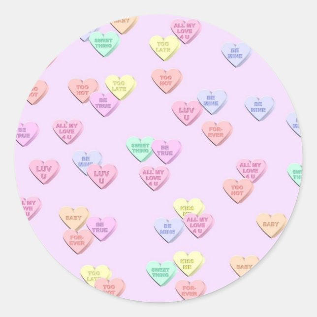 Valentine Pink Candy Hearts Pattern Stickers (Vorderseite)