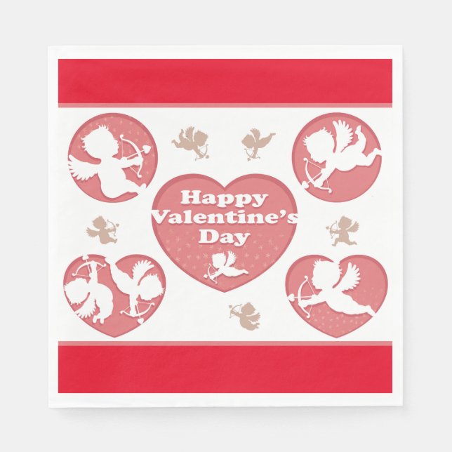 Valentine Pink Cupids Serviette (Vorderseite)