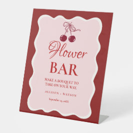 Valentine Pink Heart Brautparty-Blumenbar-Schild Sockelschild