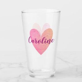 Valentine Pink Heart Glas
