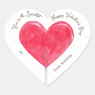 Valentine Pink Heart Lollipop Herz-Aufkleber