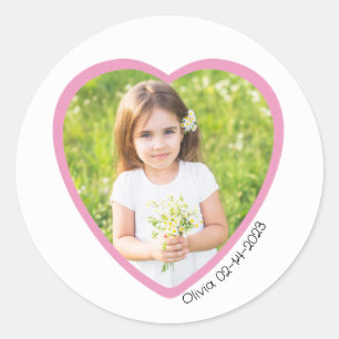 Valentine Pink Heart Shaped Foto Sticker