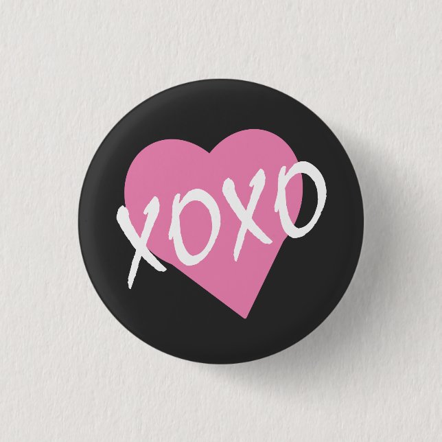 Valentine Pink Heart XOXO Button (Vorderseite)