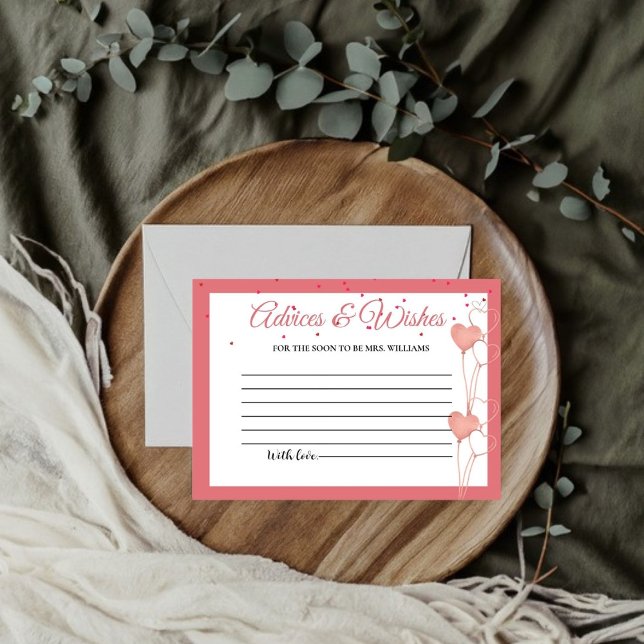 Valentine Pink Herbergen & WIshe Brautparty Begleitkarte (Von Creator hochgeladen)