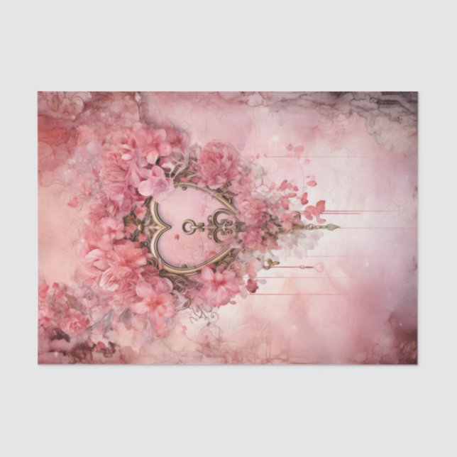Valentine Pink Key to My Heart Seidenpapier (Vorderseite)