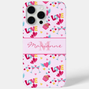 Valentine Pink Liebe Letters Muster Eleganter Name Case-Mate iPhone Hülle