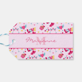 Valentine Pink Liebe Letters Muster Eleganter Name Geschenkanhänger