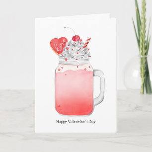Valentine Pink Milkshake I Love You Punny Karte