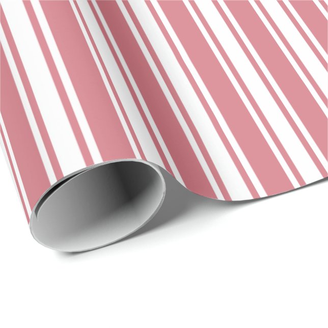 Valentine Pink Stripe Muster Motif Winter Geschenkpapier (Rolleneckpunkt)