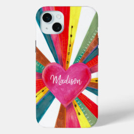Valentine pink sun sunshine rainbow retro heart Case-Mate iPhone hülle