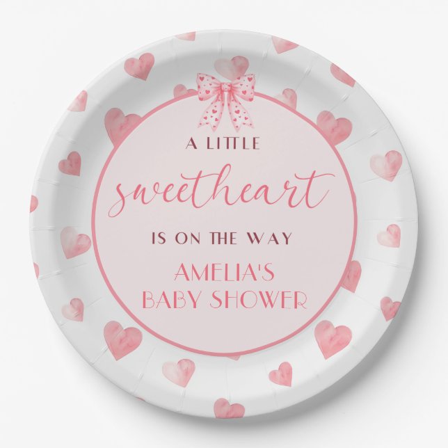 Valentine Pink Sweetheart Birthday Paper Bowls Pappteller (Vorderseite)