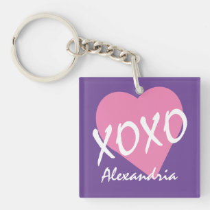 Valentine Pink XOXO Kisses Hugs Lila Schlüsselanhänger