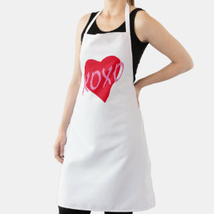 Valentine Pink XOXO Kisses Hugs Red Heart Modern Schürze