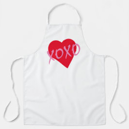 Valentine Pink XOXO Kisses Hugs Red Heart Modern Schürze