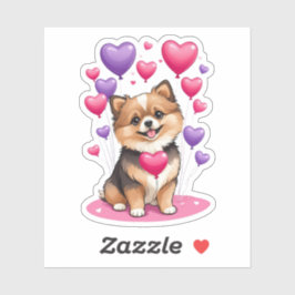 Valentine Pomeranian 3" x 3" Vinyl Stickers Aufkleber