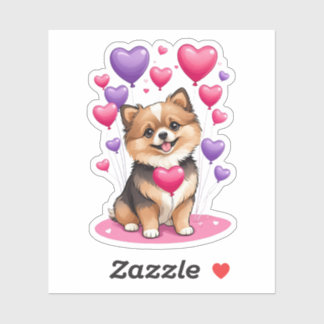 Valentine Pomeranian 3" x 3" Vinyl Stickers Aufkleber