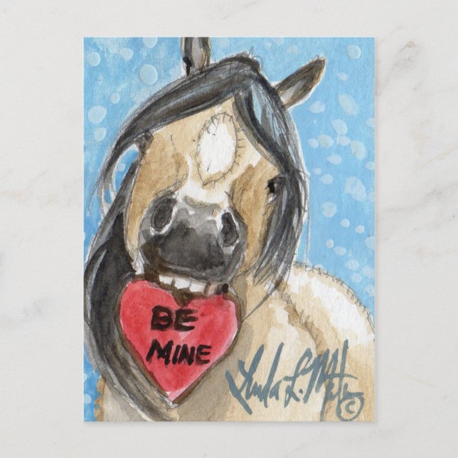 Valentine Pony Postcard Buckskin Feiertagspostkarte (Vorderseite)