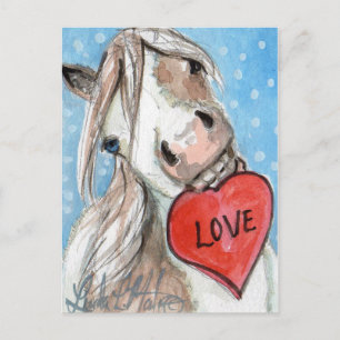 Valentine-Pony-Postkarteblauer mit Augen Pinto Feiertagspostkarte