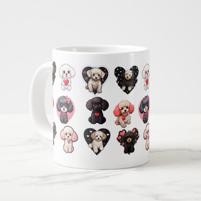 Valentine Poodle Dog | Hundeliebhaber | Jumbo-Tasse (Vorderseite Links)