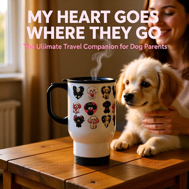 Valentine Poodle Dog | Hundeliebhaber | Reisebecher (Cute Valentine Poodle Dogs Pattern – Heart Puppy Travel Mug)