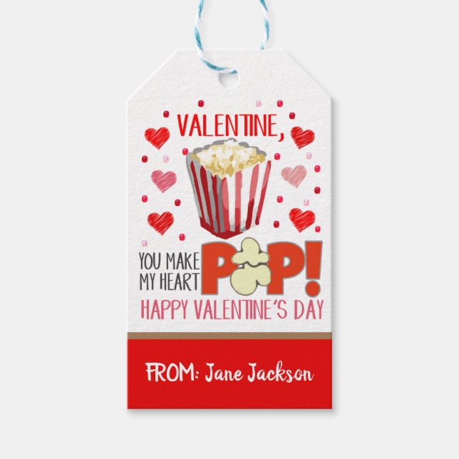 Valentine Popcorn-Geschenk Tag Geschenkanhänger (Vorderseite)