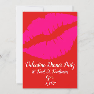 Valentine-Popkunstlippenretro Abendessen-Party Einladung