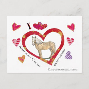 Valentine Postcard of American Cream Draft Horses Feiertagspostkarte