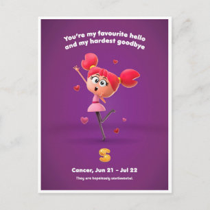 Valentine Postkarte für Krebs 