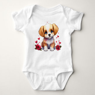 Valentine Puppy, Whimsical Valentine, Personalized Baby Strampler