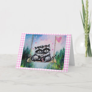 Valentine Raccoons Blankokarte Karte