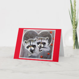 VALENTINE RACCOONS GREETING CARD DANKESKARTE