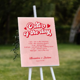 Valentine Red and Pink Wedding Order of the day Acrylschild