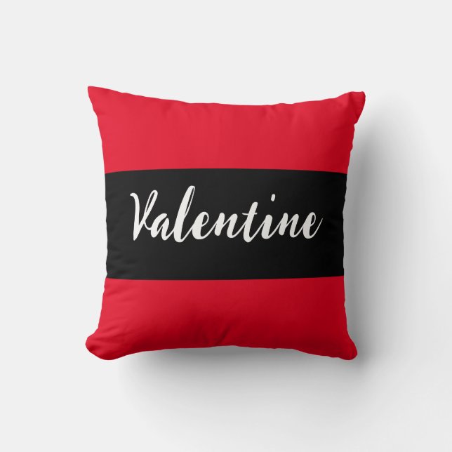 Valentine Red Black Valentine's Day Script Stilvol Kissen (Vorderseite)