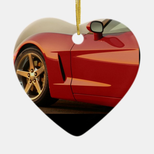 Valentine Red Corvette Keramik Ornament (Vorne)
