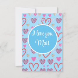 Valentine Red Happy heart romance graphic Dankeskarte