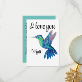 Valentine Red Happy hummingbird romance graphic Dankeskarte