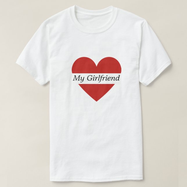 Valentine Red Heart Individuelle Name Male White T T-Shirt (Design vorne)