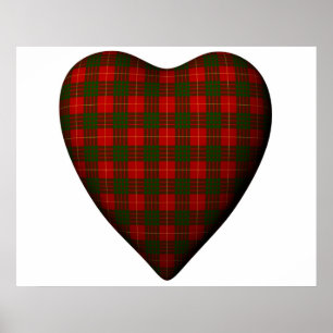 Valentine Red Heart Scottish Cameron Tartan Poster