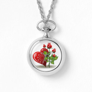 VALENTINE RED HEART UND ROTE ROSEN ARMBANDUHR
