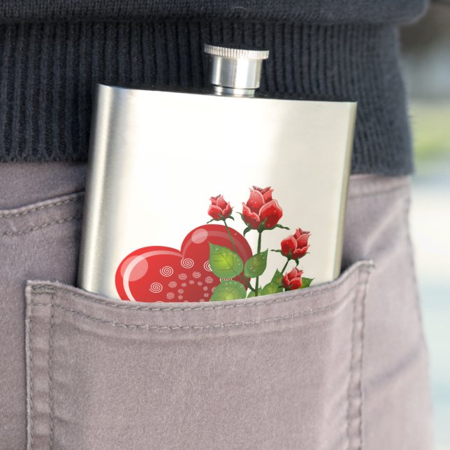 VALENTINE RED HEART UND ROTE ROSEN FLACHMANN (Beispiel)