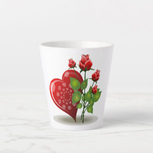VALENTINE RED HEART UND ROTE ROSEN MILCHTASSE
