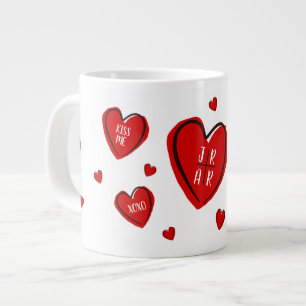 Valentine Red Hearts Niedlich Customize Couple's W Jumbo-Tasse