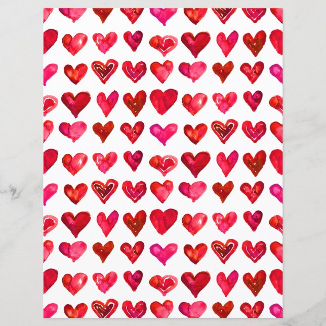 Valentine Red Hearts Paper Sheet (Vorderseite)