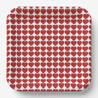 Valentine Red Hearts Pappteller