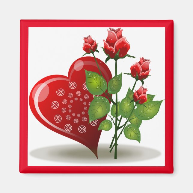 VALENTINE RED HERDE UND ROTE ROSEN MAGNET (Vorne)