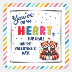 Valentine Red panda Quadratischer Aufkleber